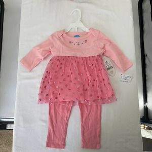 Bon Bebe baby Girl outfit Set of 2 including a Dress & Pants, 18M, pink